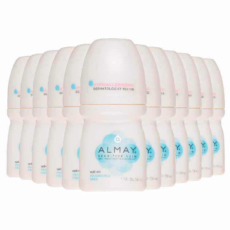 Almay - Anti-Perspirant & Deodorant Roll-On Sensitive Skin Fragrance Free - 1.7 OZ - 24 Pack