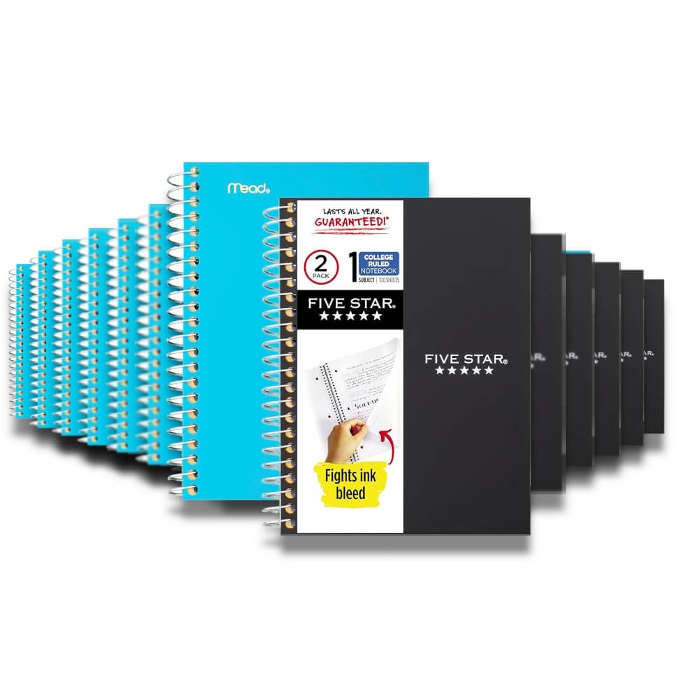 Mead Five Star 1 Subject Spiral Notebooks - 100 Sheets - 12 Pack Contarmarket