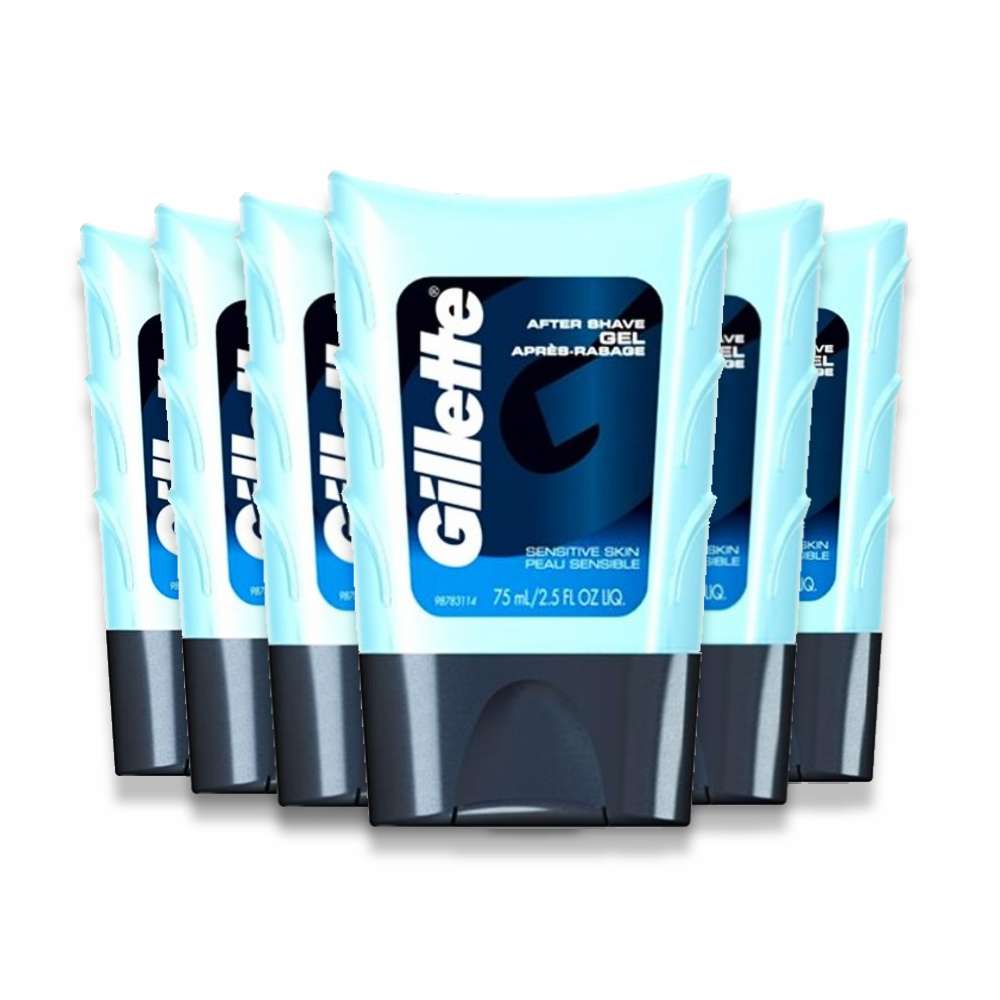 Gillette After Shave Gel Sensitive Skin 2.5 oz 6 Pack Travel Size