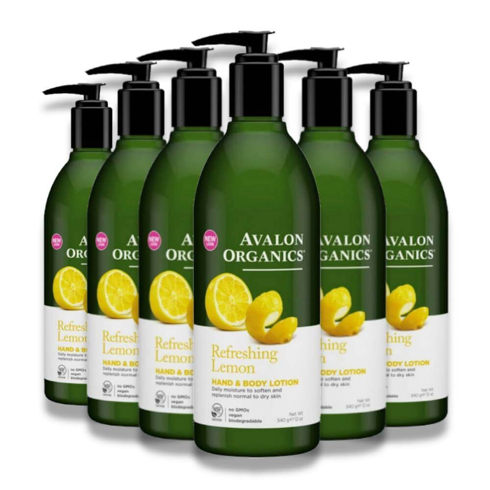 Avalon Organics Hand & Body Lotion, Refreshing Lemon - 12 Oz - 6 Pack Contarmarket