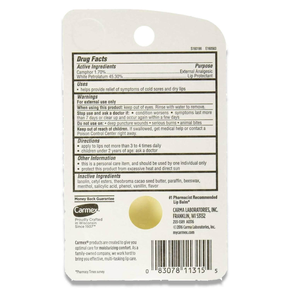 Carmex Classic Lip Balm Medicated - 0.25 Oz - 12 Pack Contarmarket