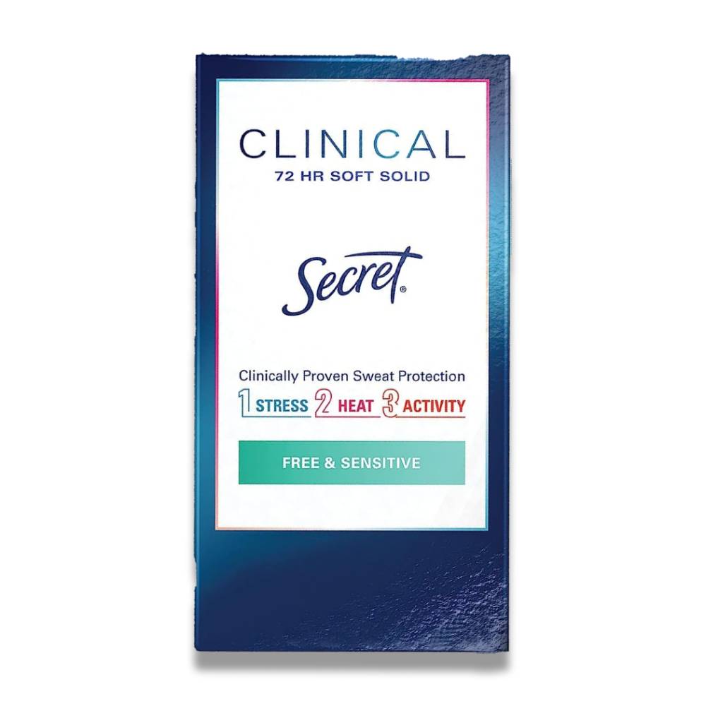 Secret - Clinical Strength Soft Solid Antiperspirant & Deodorant, Free & Sensitive 1.6 Oz - 12 Pack