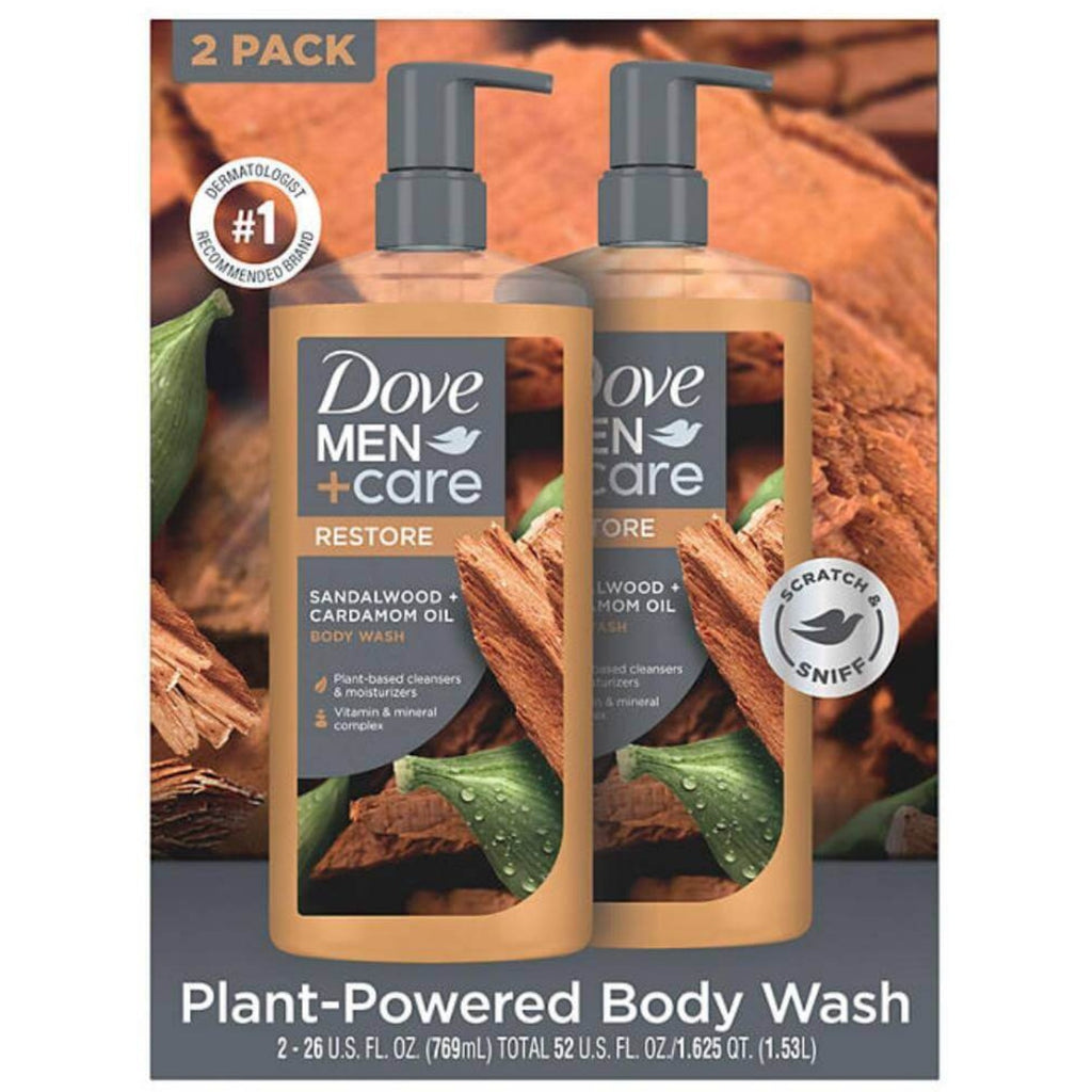 Dove Men+Care Body Wash, Sandalwood - 26 Oz - 2 Pack Contarmarket
