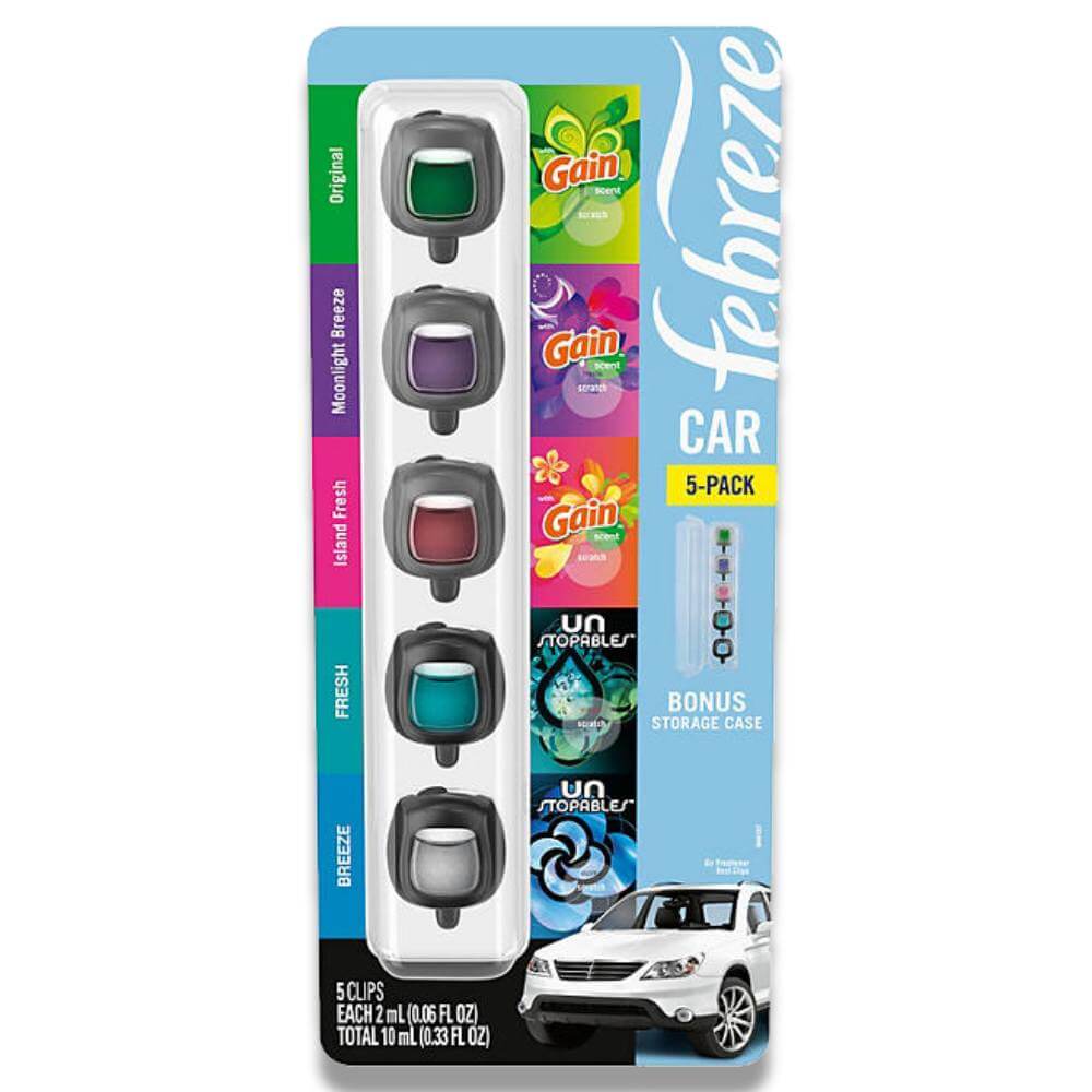 Febreze Car Air Freshener Vent Clips - Mixed Scent, 5 Ct Contarmarket
