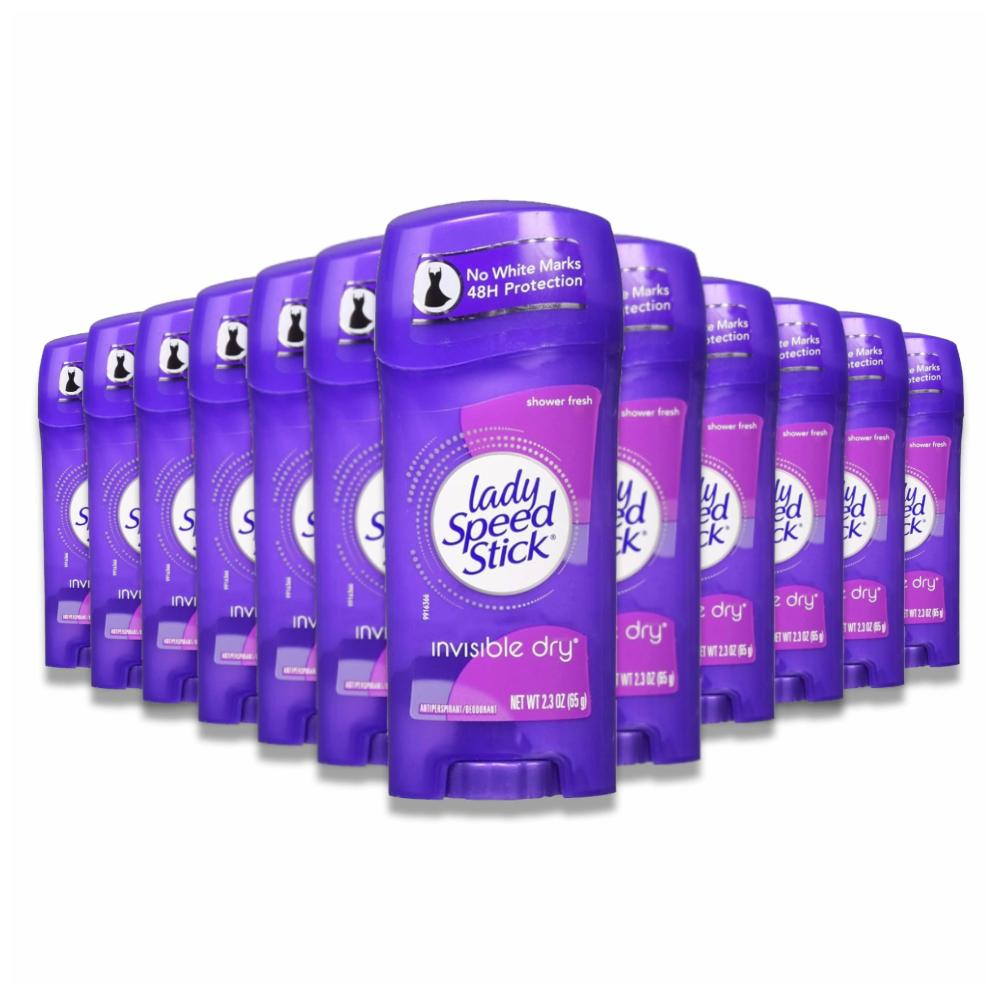 Lady Speed Stick Invisible Dry Antiperspirant & Deodorant, Shower Fresh 2.3 oz - 12 Pack