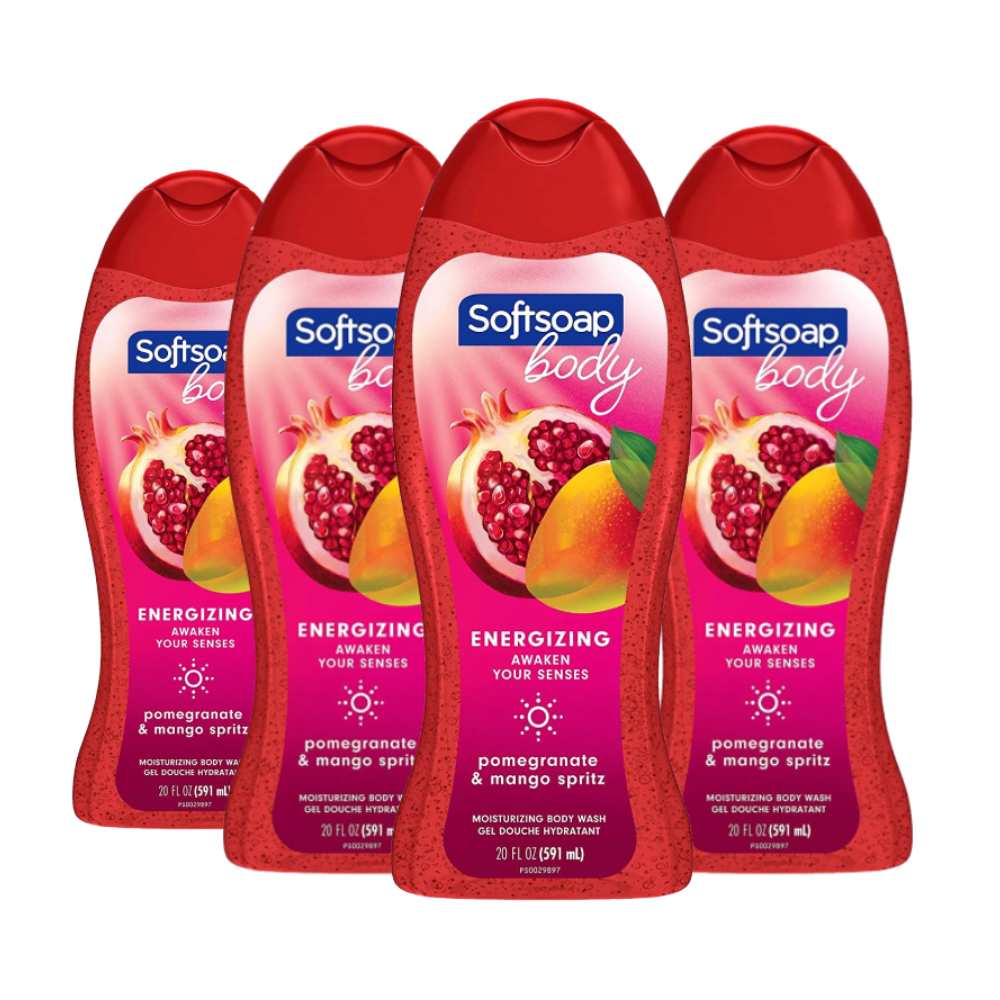 Softsoap - Body Wash, Moisturizing Pomegranate and Mango Spritz Scent - 20 Oz - 4 Pack