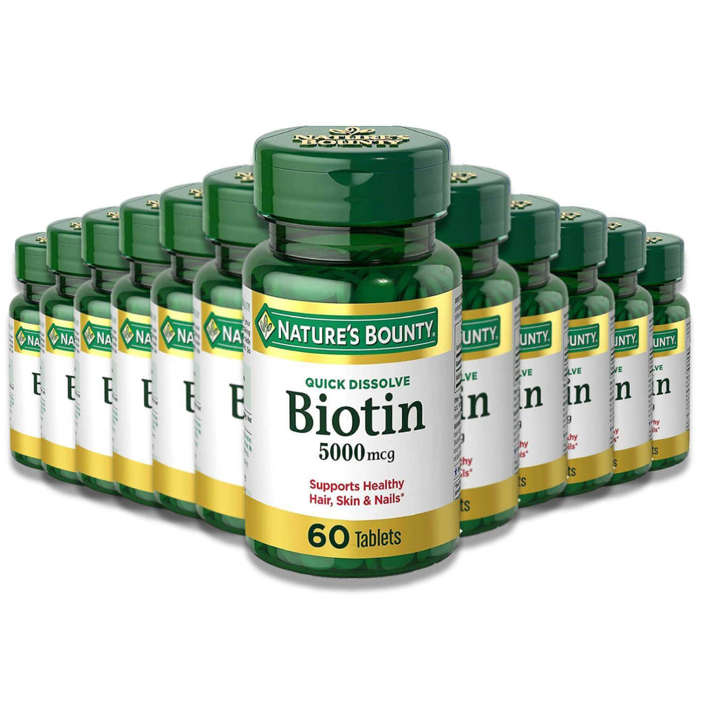 Nature's Bounty Biotin Quick Dissolve 5,000 mcg 60 Tablets - 12 Pack Contarmarket