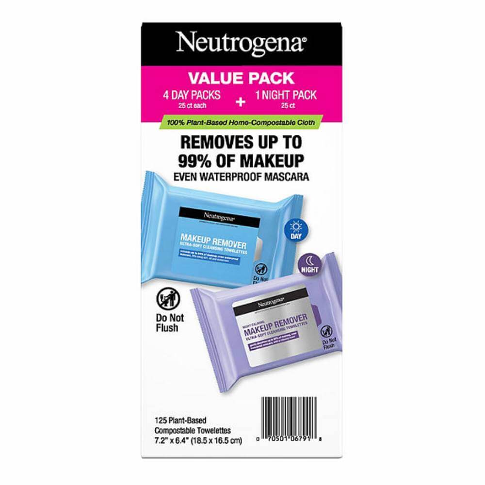 Neutrogena Makeup Remover & Night Calming Cleansing Towelettes 25 Ct 5 Pack Contarmarket