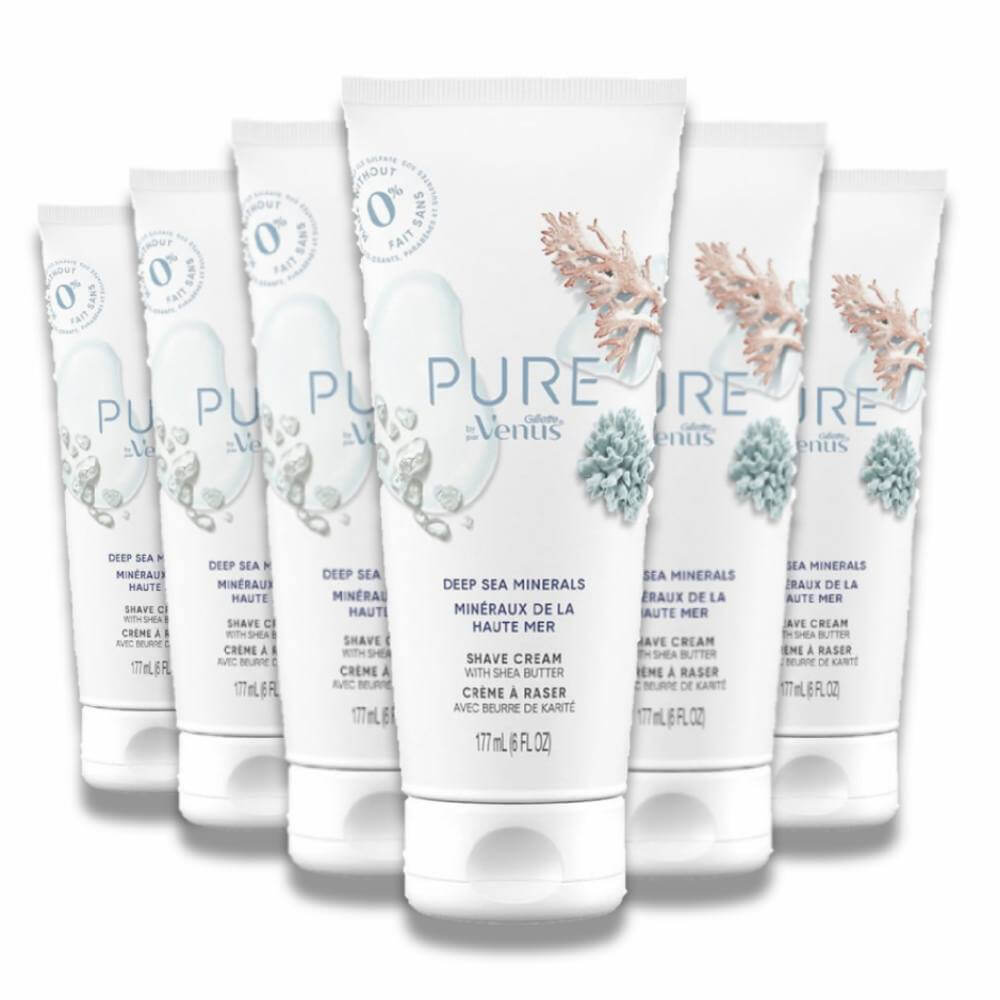PURE by Gillette Venus Shaving Cream, Deep Sea Minerals 6 Oz 6 Pack