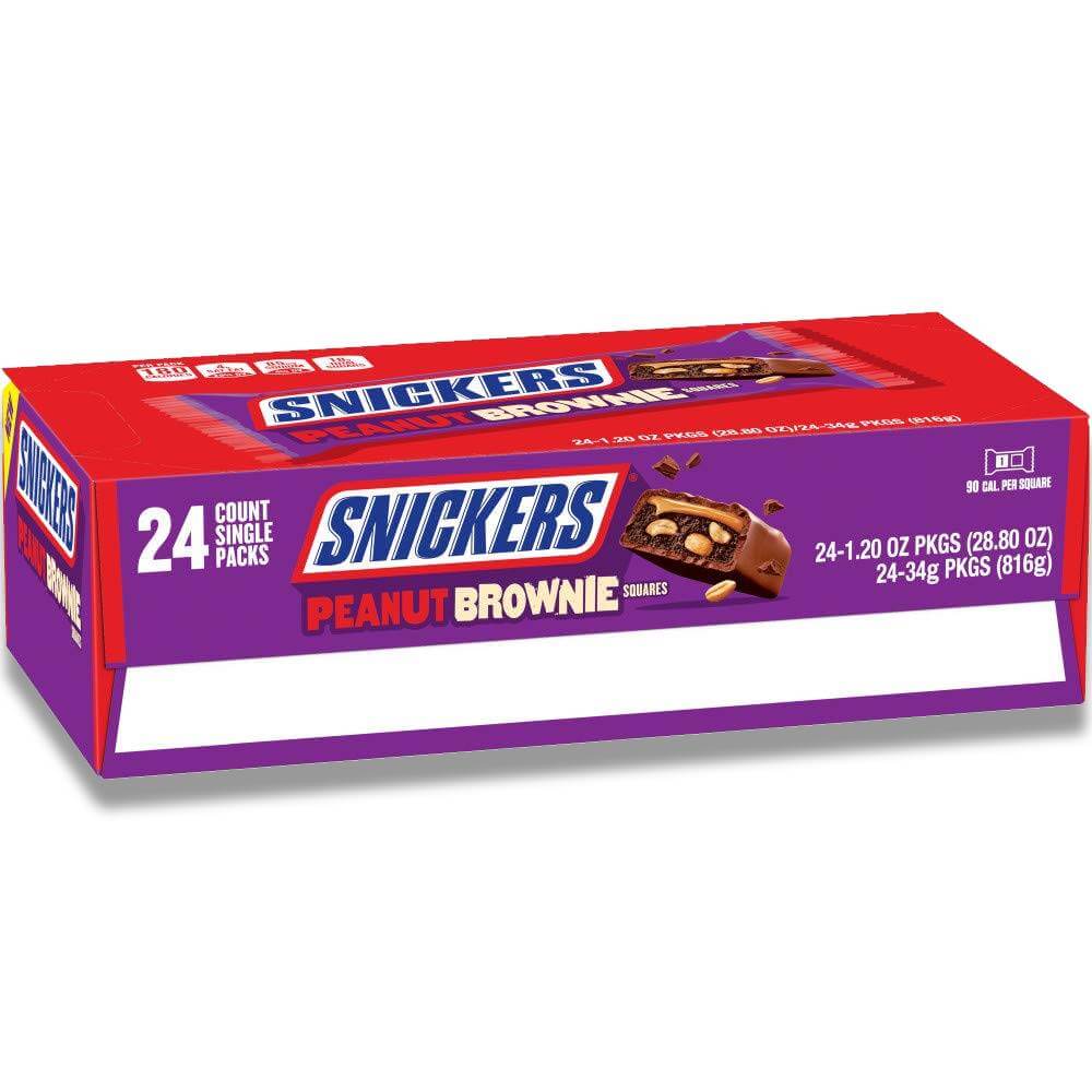 Snickers Peanut Brownie Squares - Full Size, 1.2 oz - 12 Pack Contarmarket