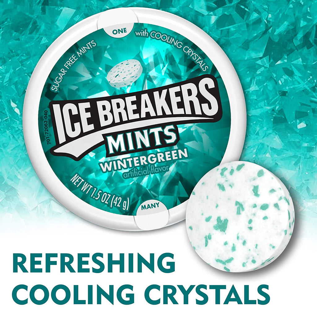 Ice Breakers Sugar Free Mints, Wintergreen - 24 Packs of 8 (5657209897116)