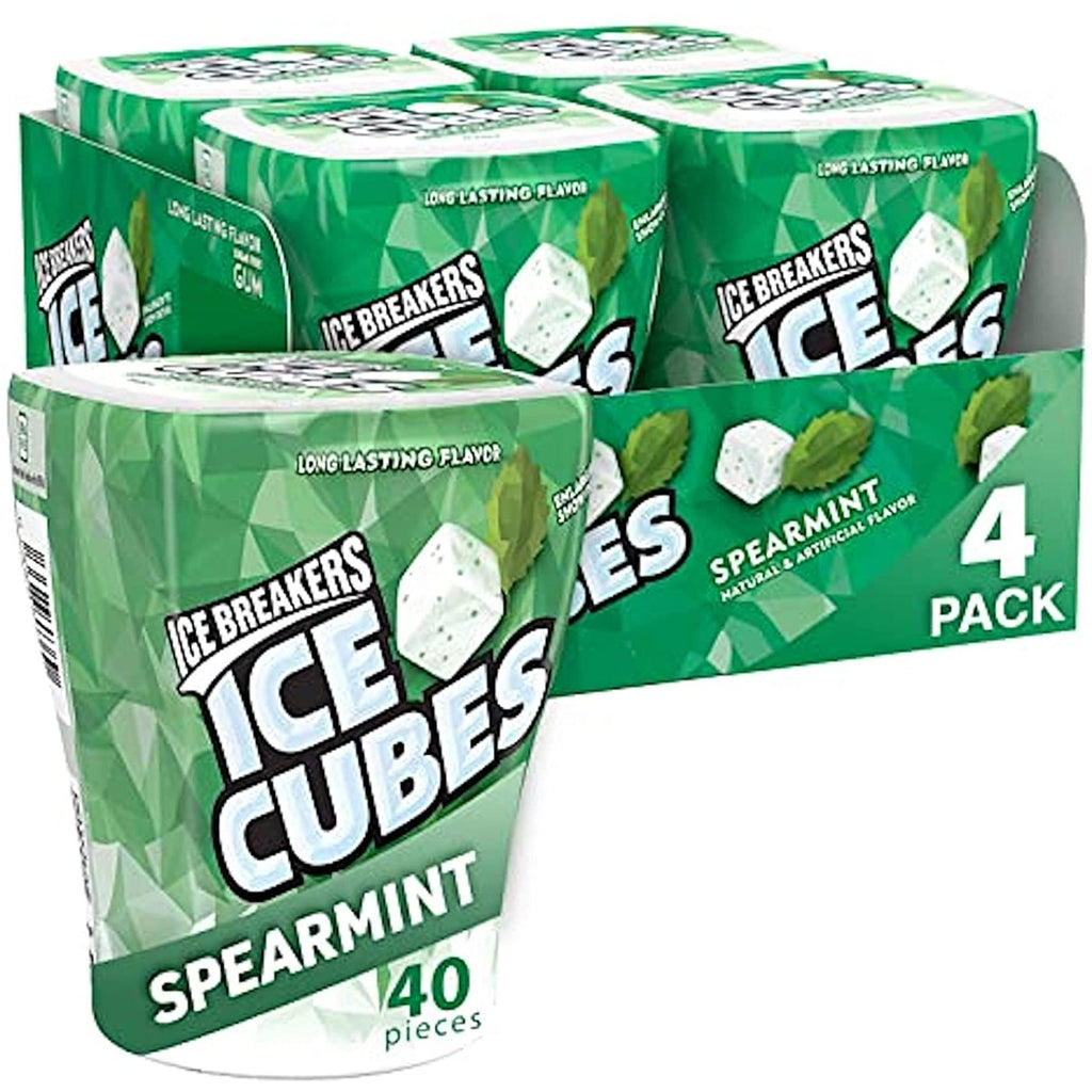 Ice Breakers Gum, Sugar Free Ice Cubes, Spearmint - 8 Packs of 4 Bottles (5657209241756)