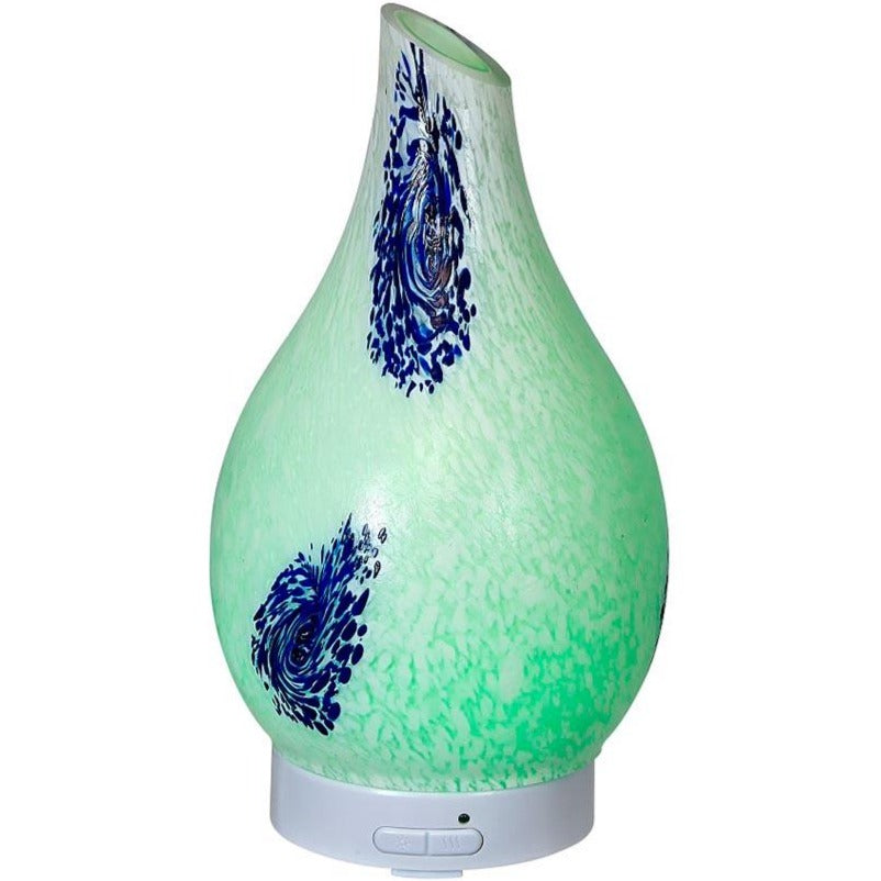 Glass Ultrasonic Diffuser - Hydria Abstract White & Blue - 100 ml (5896105754780)
