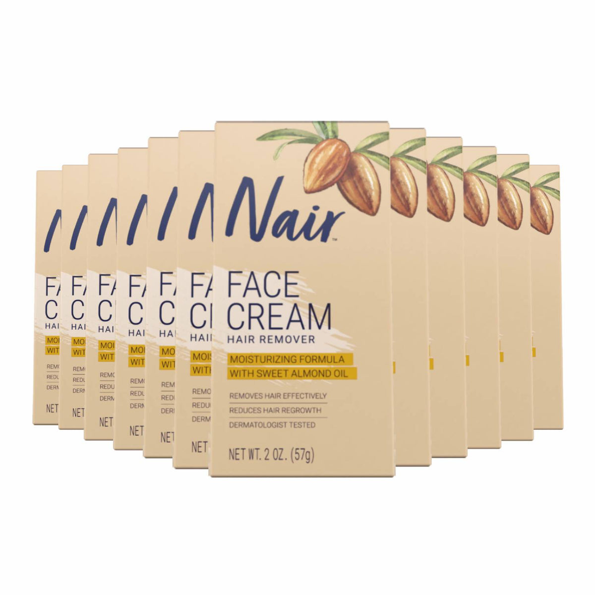 Nair Hair Remover Moisturizing Face Cream with Sweet Almond Oil 2 oz