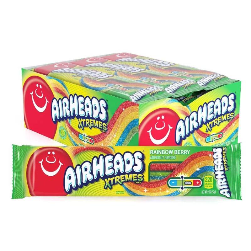 Airheads Xtremes Candy - Sweetly Sour Strips, 2 oz Packs, 18 Count Bulk Box
