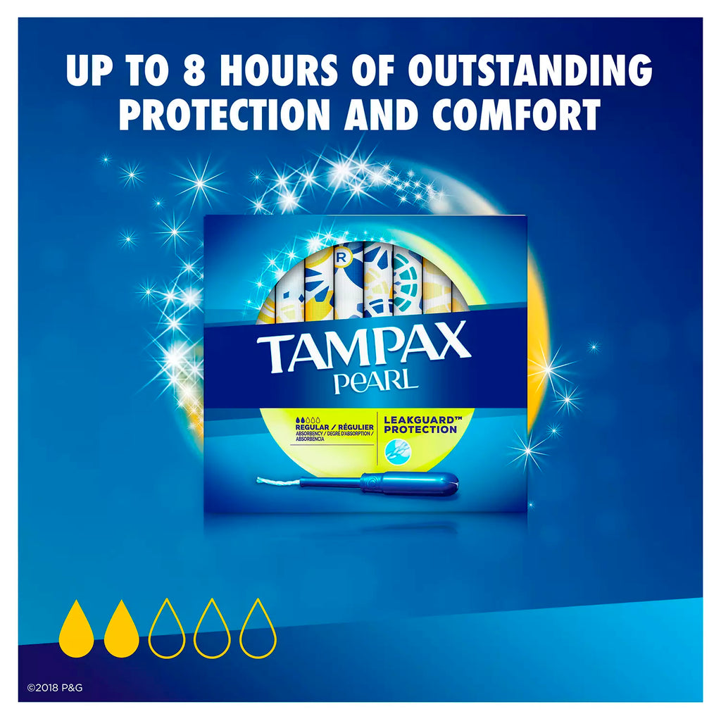 Tampax Pearl Unscented Tampons, Regular - 96 Ct (6621724082332)
