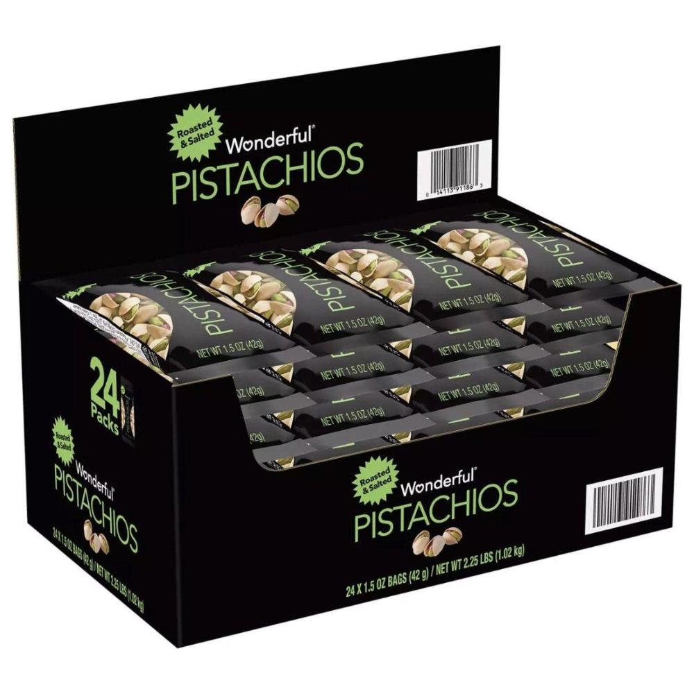 Wonderful Pistachios, Roasted & Salted - 1.5 Oz - 24 Ct – Contarmarket