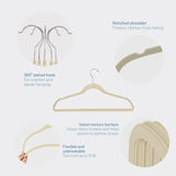 Velvet Adults Clothes Hangers. Non Slip with 360 Degrees Swivel Hook - 50 CT. - Beige