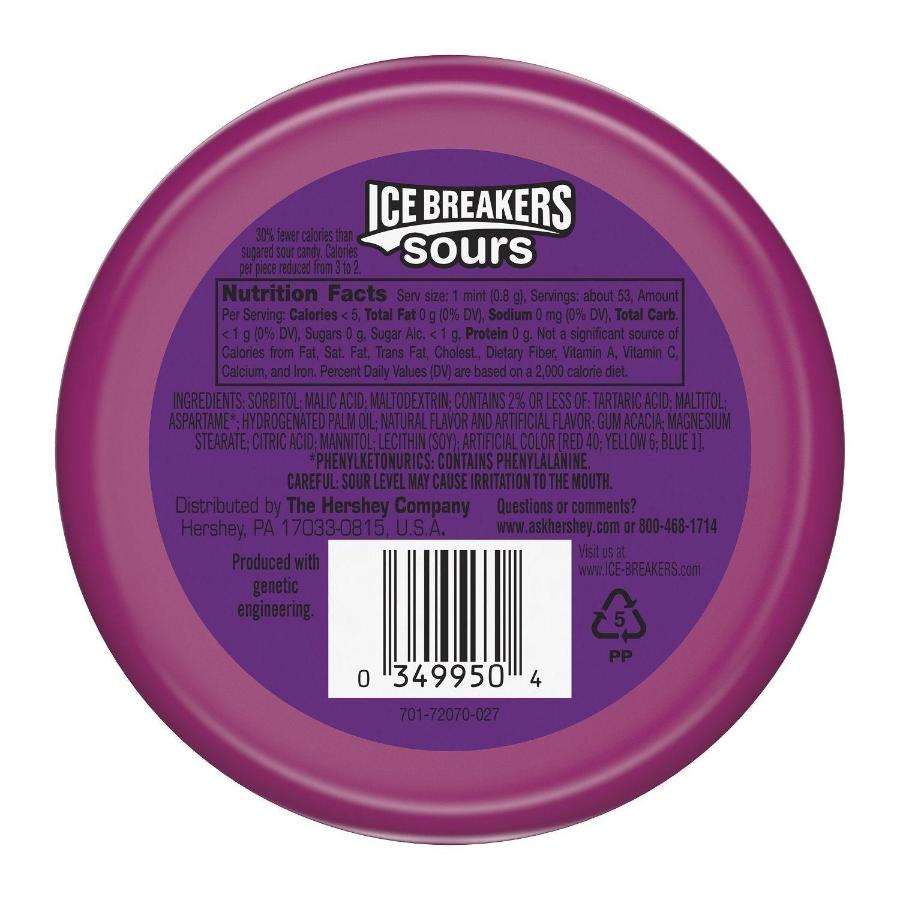 Ice Breakers Sours Sugar Free Mints, Mixed Berry, Strawberry, Cherry - 8 Ct