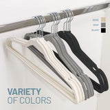 Velvet Adults Clothes Hangers. Non Slip with 360 Degrees Swivel Hook - 50 CT. - Grey