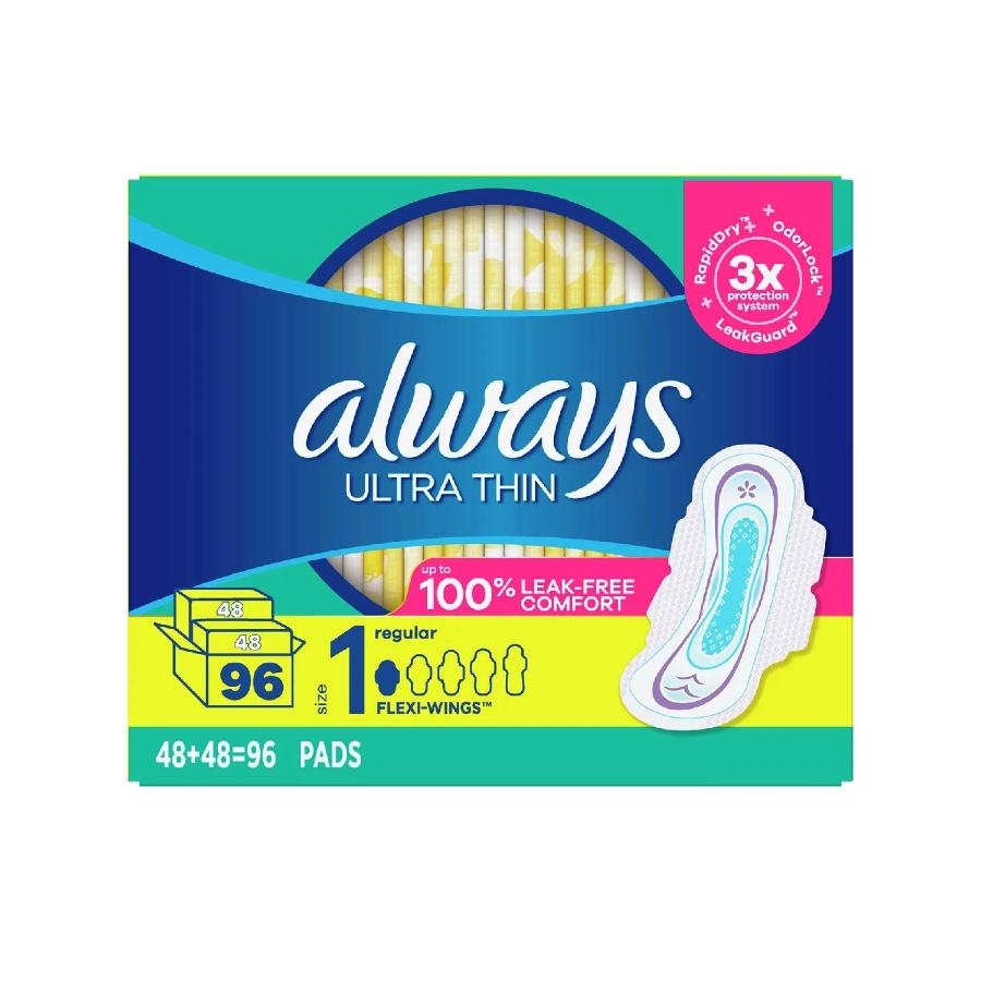 Always Ultra Thin Regular Pads, Unscented - Size 1 (96 ct.)