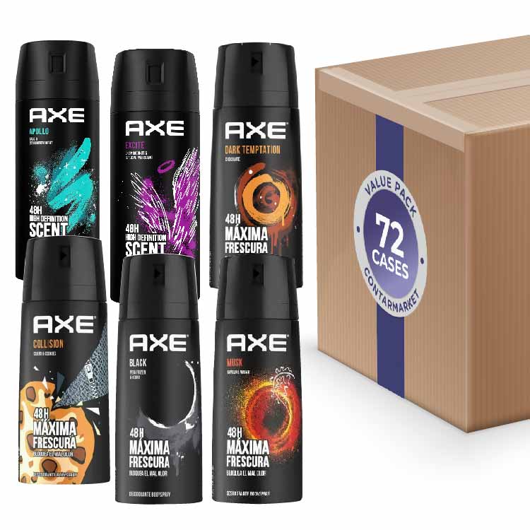 Axe Deodorant Body Spray 72 pack - 6 Fragrances (12 Fragrances/ea) - 150ml/5.07oz