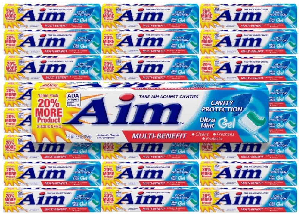 Aim - Cavity Protection Toothpaste Ultra Mint Gel - 5.5 Oz - 24 Pack ...