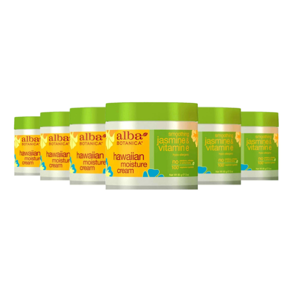 Alba Botanica - Hawaiian Moisture Cream Smoothing Jasmine and Vitamin E - 3 Oz - 6 Pack