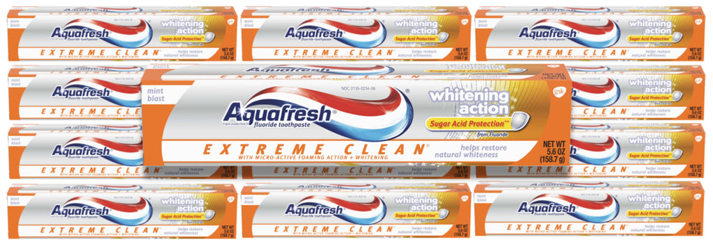 Aquafresh Extreme Clean Toothpaste - Whitening Action, 5.6 oz, 12 Pack Contarmarket