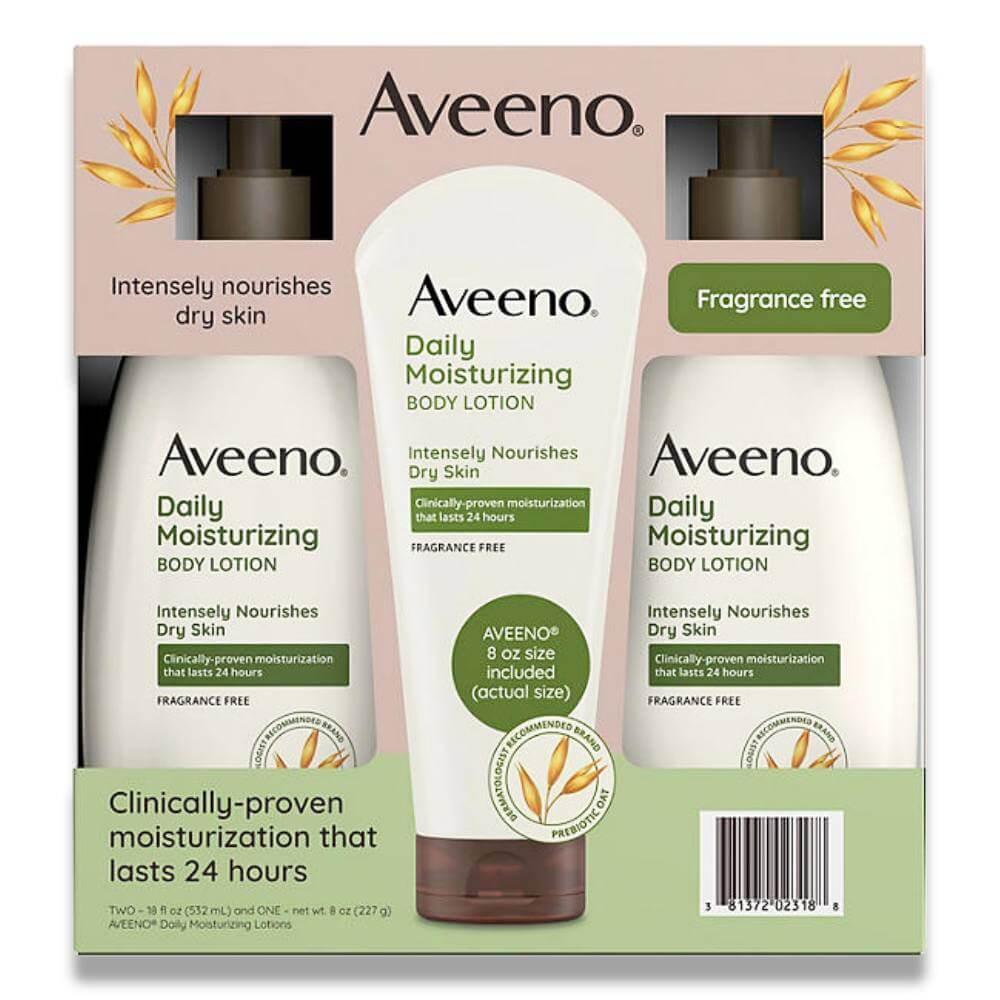 Aveeno Daily Moisturizing Body Lotion - 18 Oz - 2 Pack + 8 Oz Tube Contarmarket