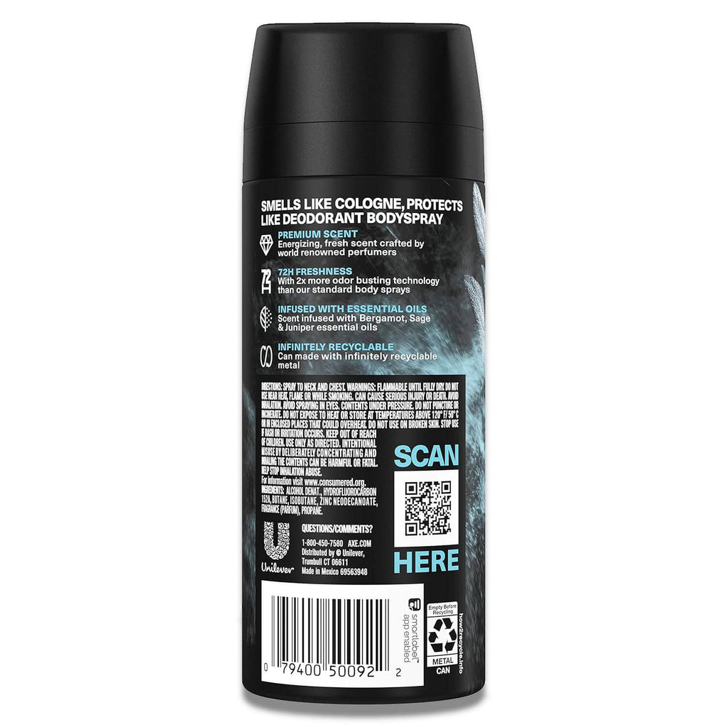 Axe Deodorant Body Spray for Men Aqua Bergamot - 4 oz - 12 Pack Contarmarket