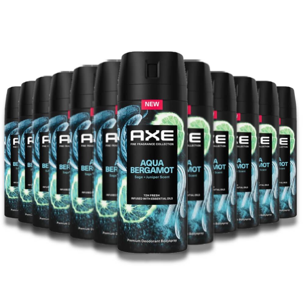 Axe Deodorant Body Spray for Men Aqua Bergamot - 4 oz - 12 Pack Contarmarket