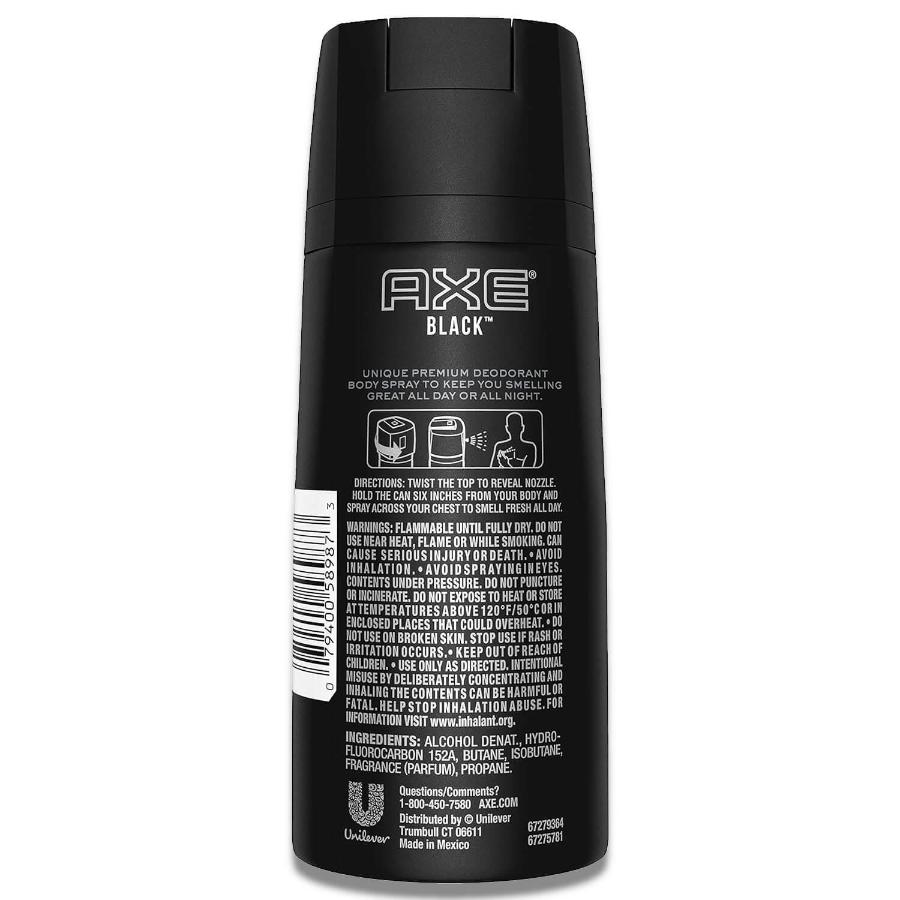 Axe - Body Spray Deodorant 150 ml for Men, Black - 3 Pack - OPEN BOX