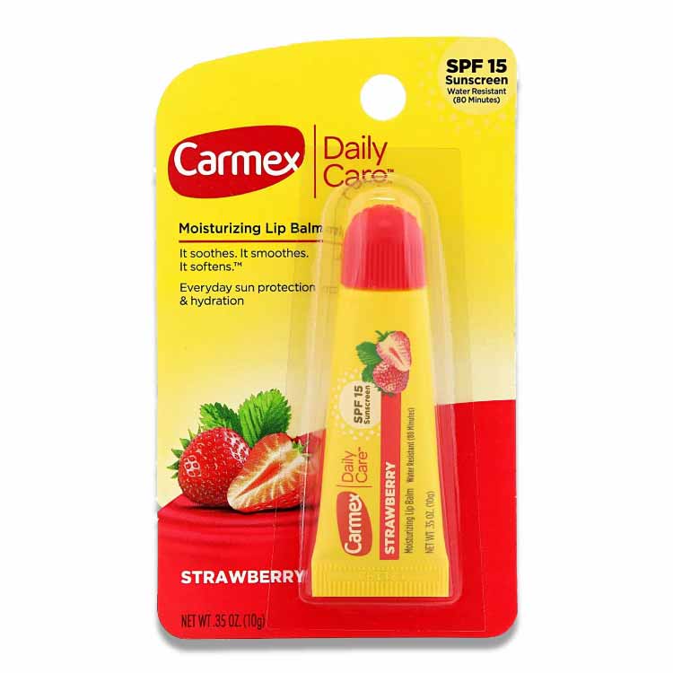 Carmex - Daily Care Lip Balm, Strawberry, SPF 15 - 0.35 Oz - 12 Pack