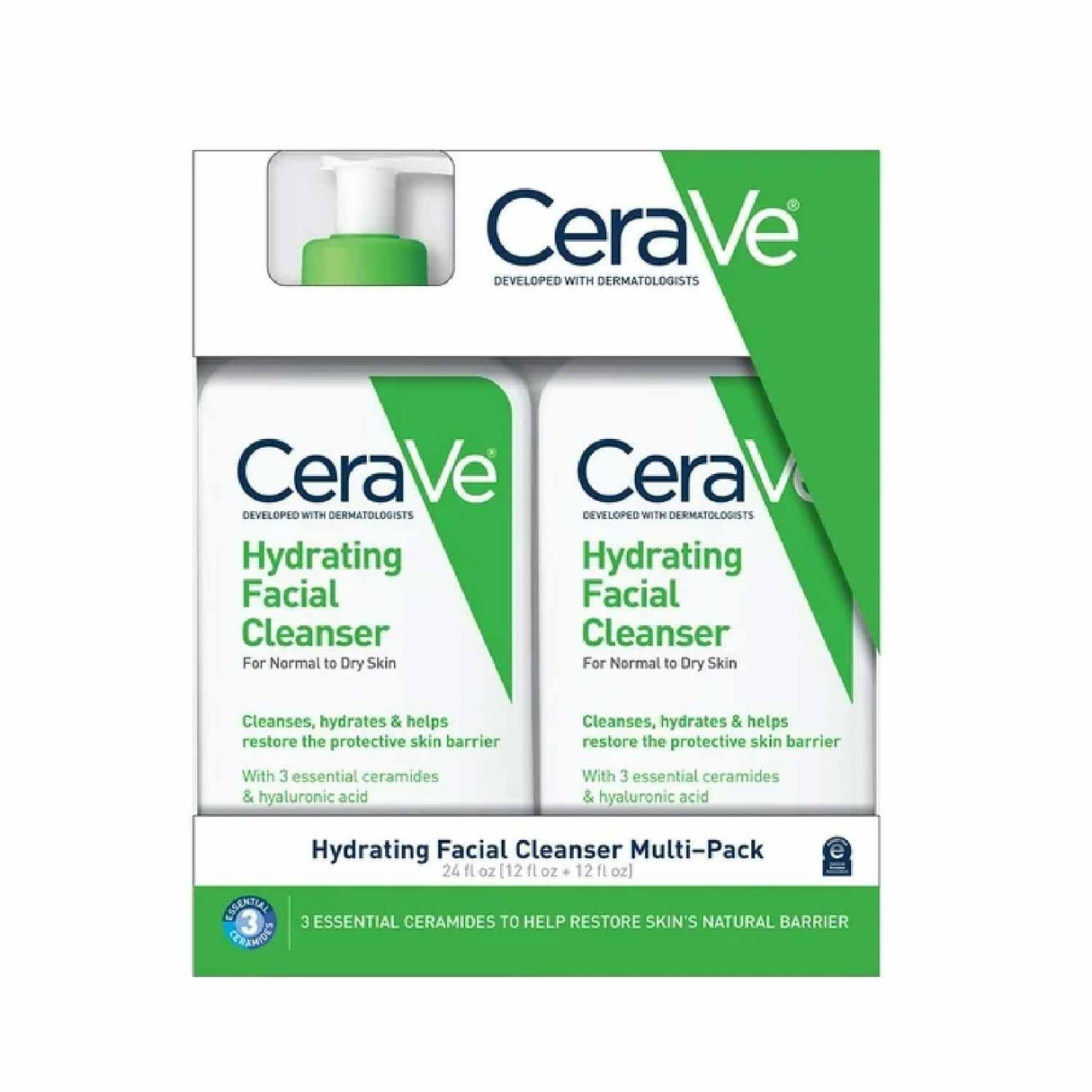 CeraVe Hydrating Facial Cleanser, Normal to Dry Skin - 12 fl. oz., 2 pk.