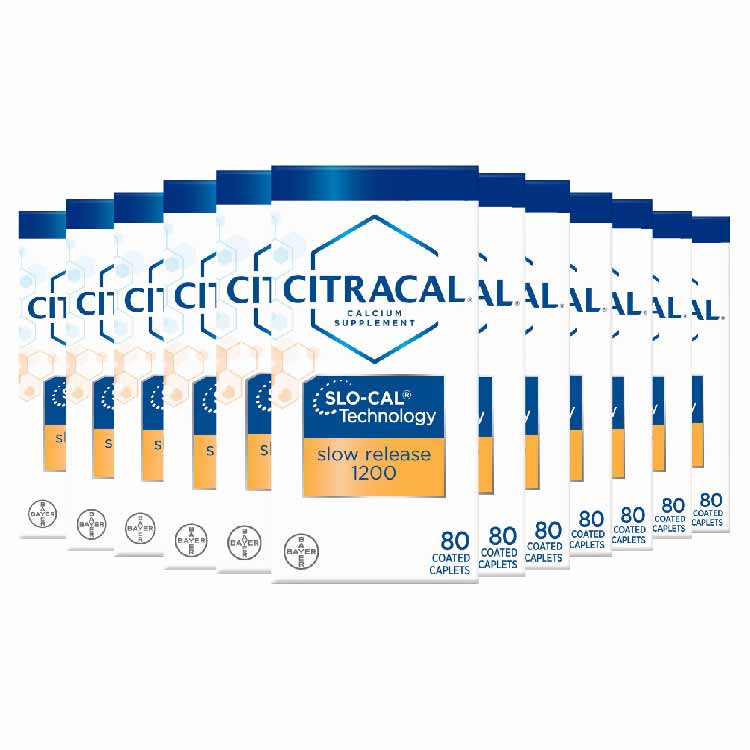 Citrical - Calcium Supplement Slow Release 1200 + D3, Coated Tablets 80 Ct - 24 Pack