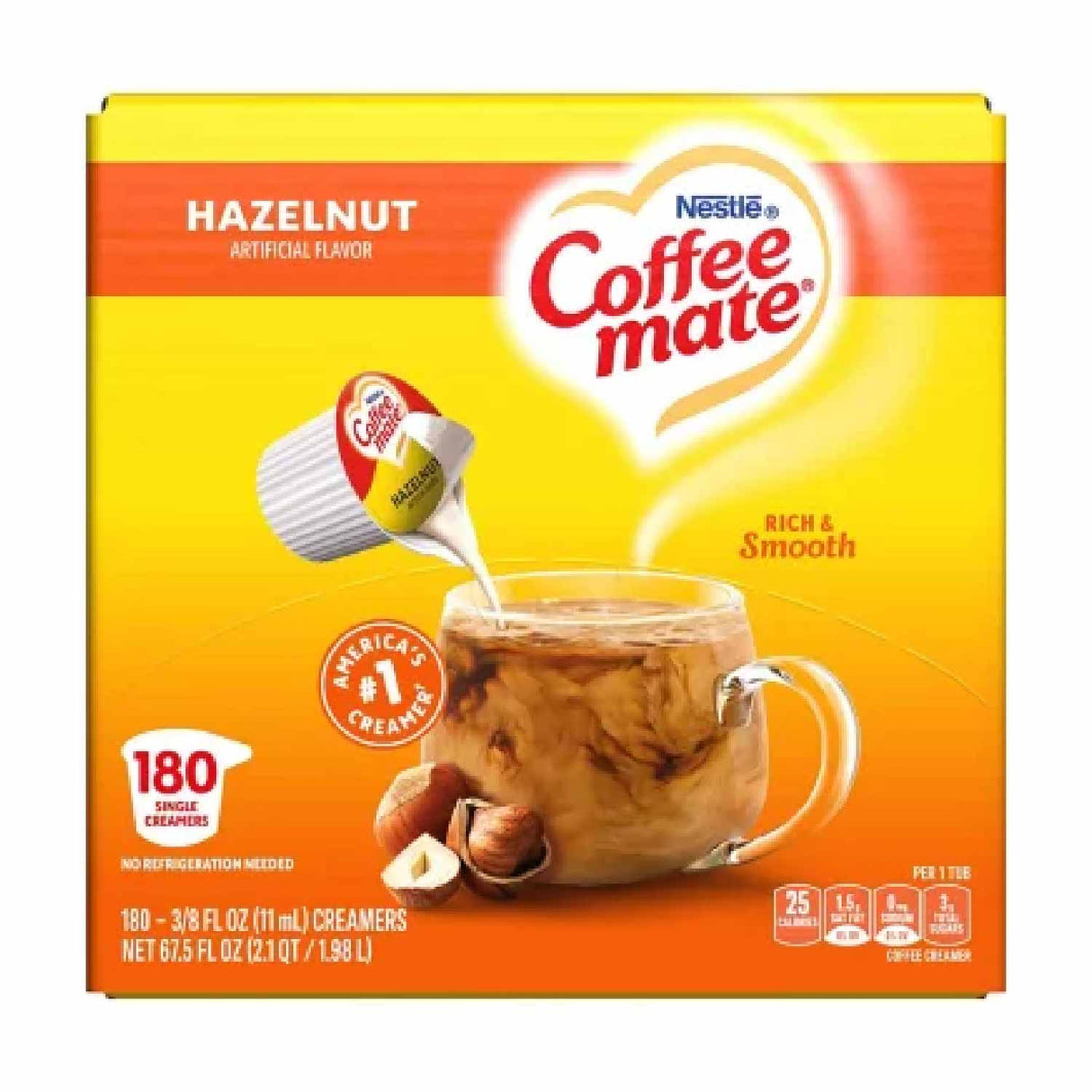 Coffee-mate Creamer, Hazelnut, 180 ct