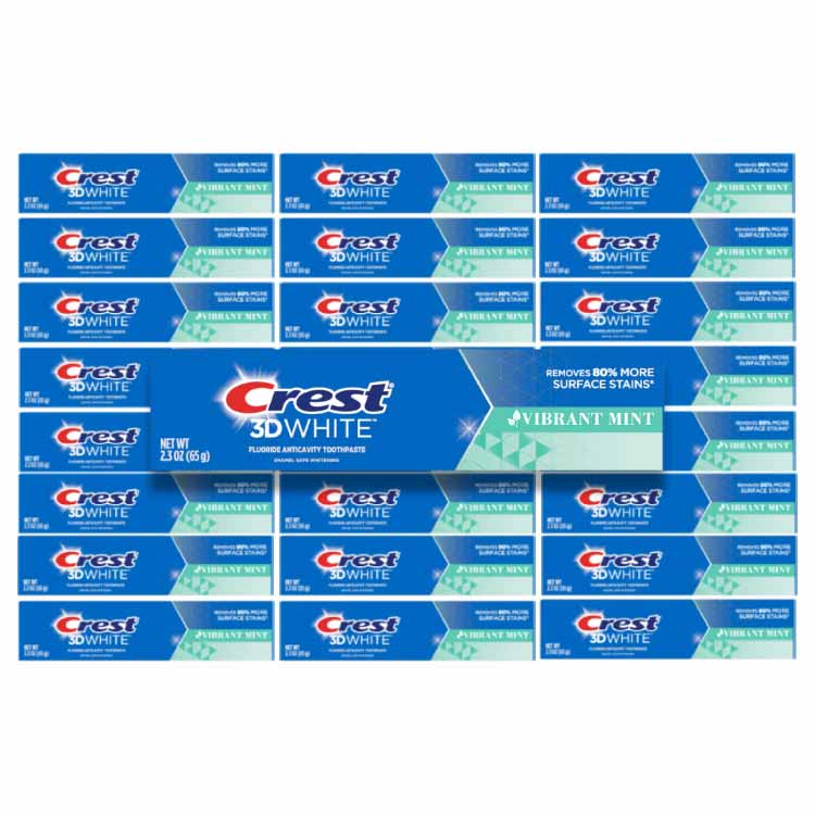 Crest - 3D White Vibrant Mint Toothpaste - 2.3 Oz - 24 Pack