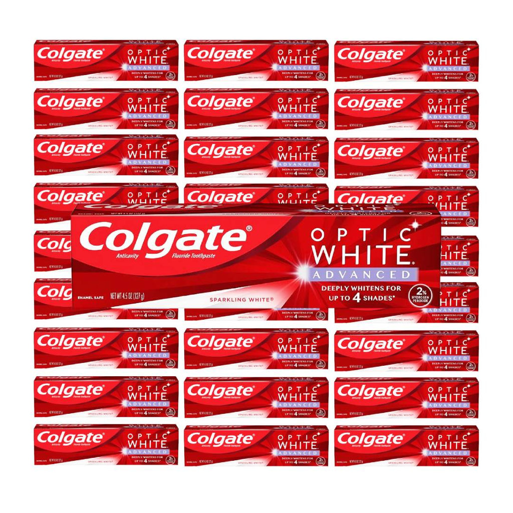 Colgate Optic White Advanced Toothpaste - 24 Pack (4.5 oz) Contarmarket