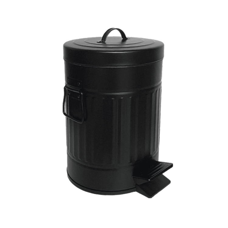 Black Galvanized Iron Trash Can - 5 Liters  Contarmarket