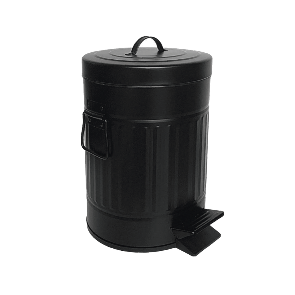 Black Galvanized Iron Trash Can - 5 Liters  Contarmarket