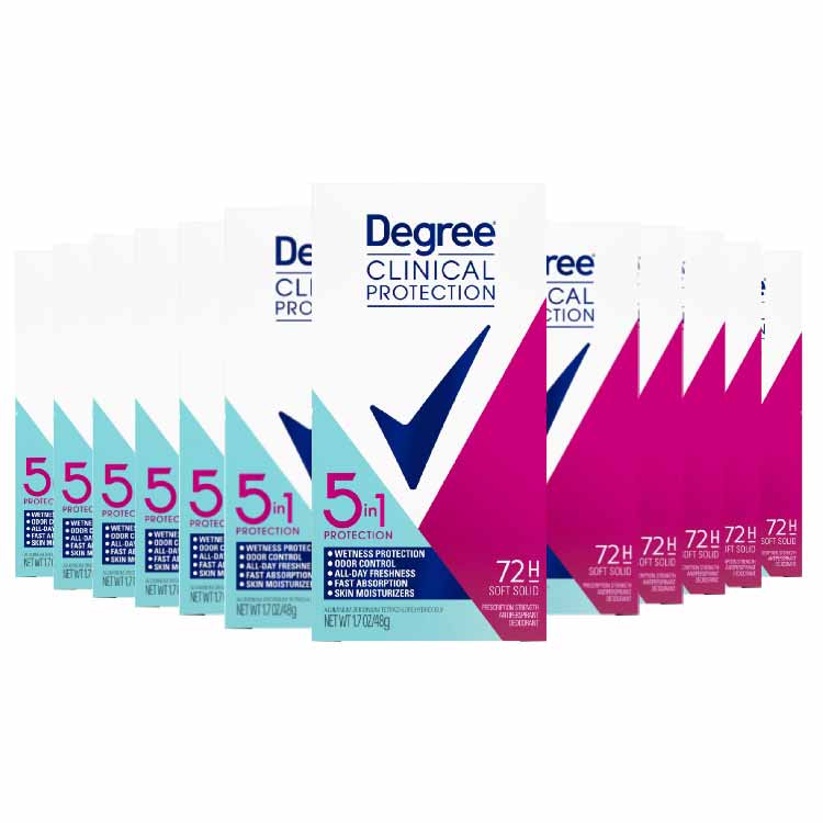 Degree Clinical Protection 5 in 1 Protection Deodorant - 1.7 Oz - 12 Pack