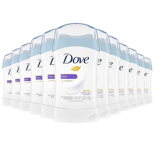 Dove Invisible Solid Antiperspirant & Deodorant Stick Fresh, 1.6 Oz - 12 Pack