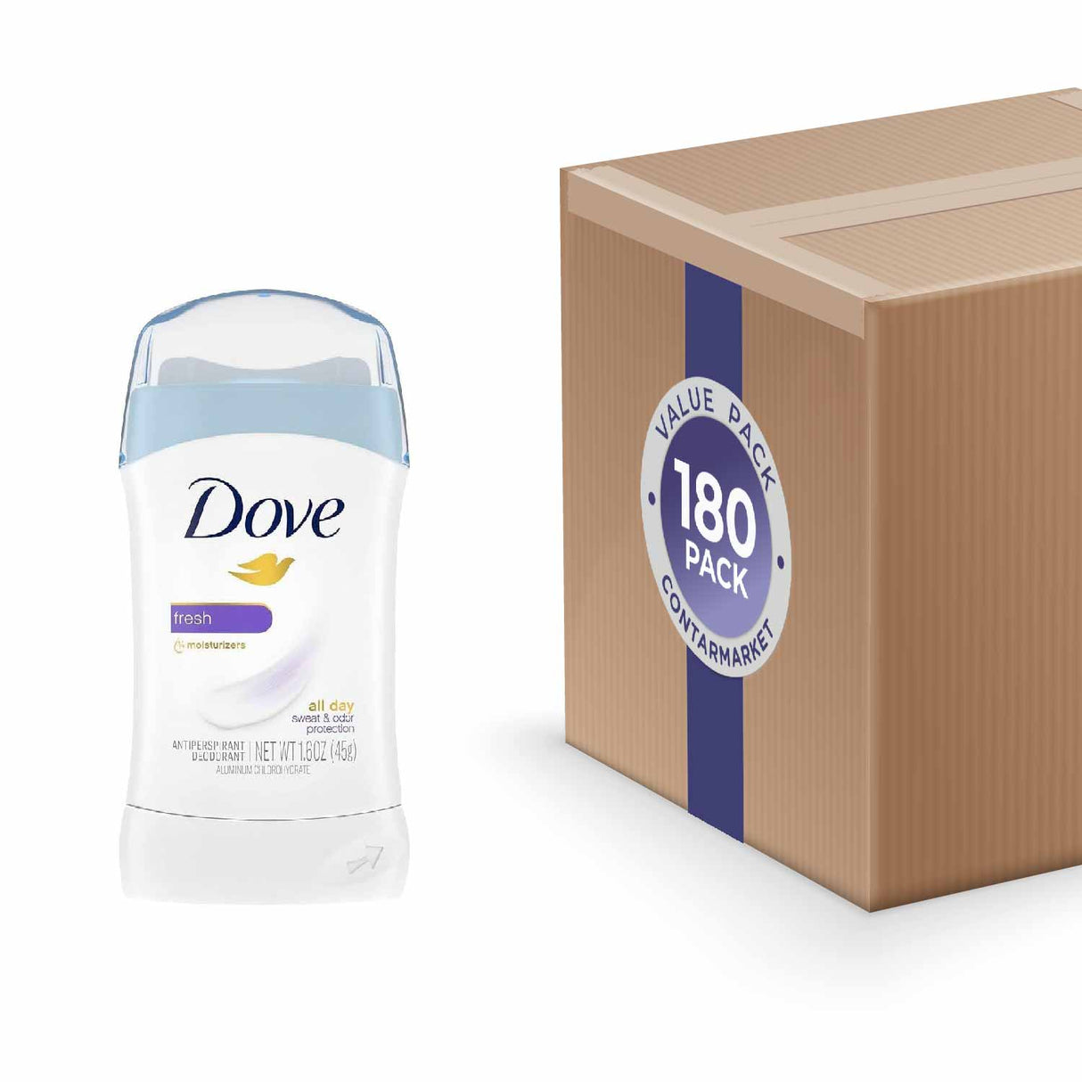 Dove Invisible Solid Antiperspirant & Deodorant Stick Fresh, 1.6 Oz - 180 Pack