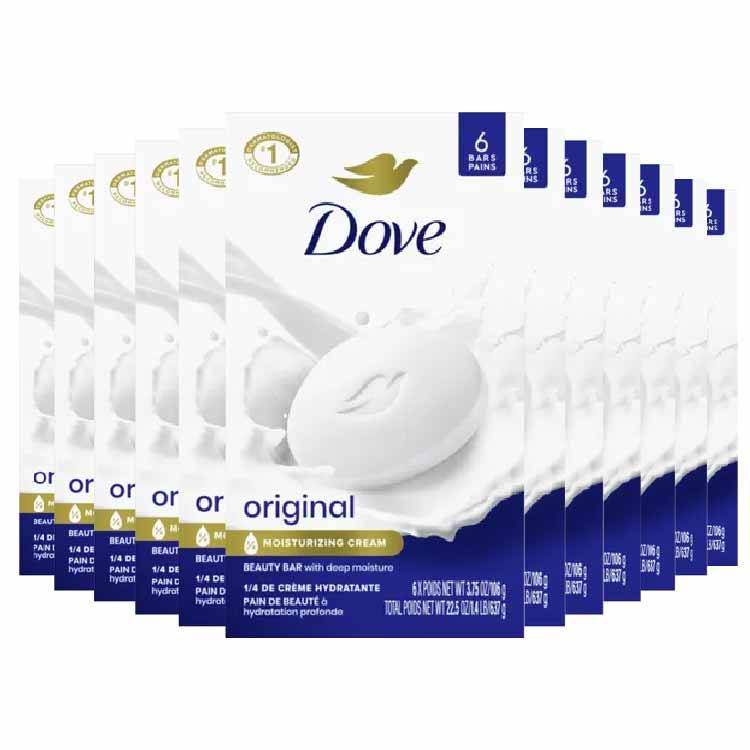 Dove Beauty Bar Soap, White - 3.75 Oz, 6 Ea - 12 Pack (72 ct)