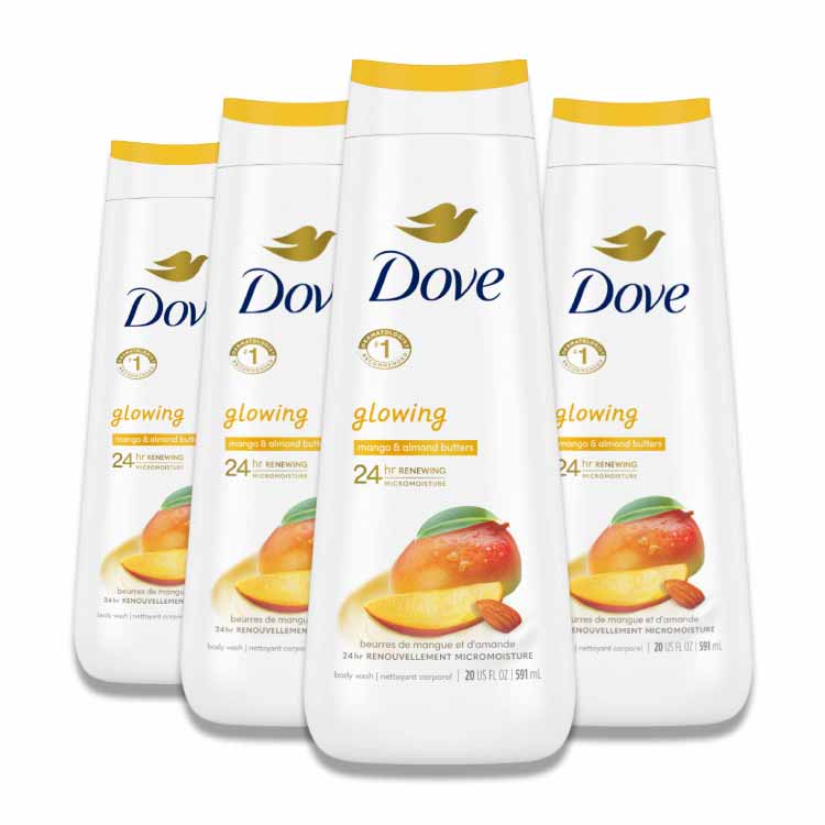 Dove - Glowing Body Wash with Mango and Almond Butter - 20 Oz - 4 Pack