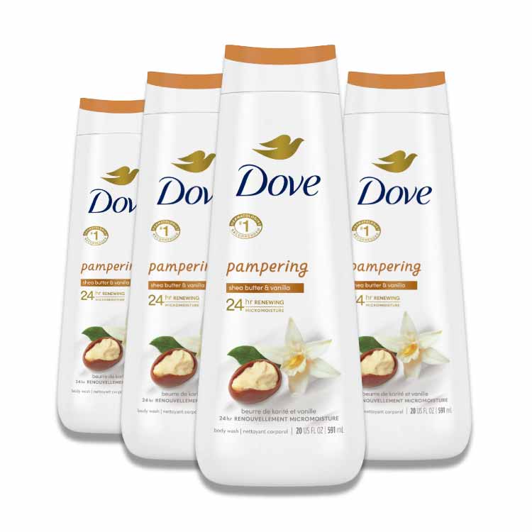 Dove - Body Wash Pampering Shea Butter & Warm Vanilla - 20 Oz - 4 Pack