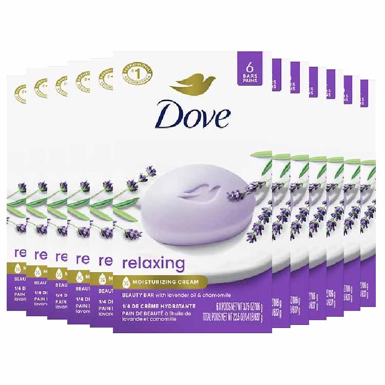 Dove Relaxing Beauty Bar with Lavender and Chamomile  3.75 OZ  6 ct - 12 Pack (72 ct)