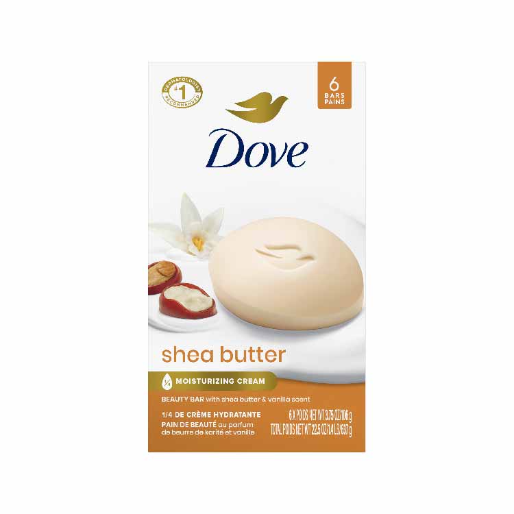 Dove Beauty Bar  for Gentle Soft Skin Care Shea Butter 3.75 OZ  6 ct - 12 Pack (72 ct)