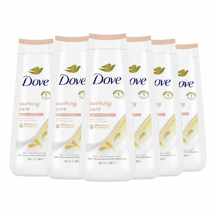 Dove - Soothing Care Body Wash with Calendula Infused Oils - 20 Oz - 4 Pack